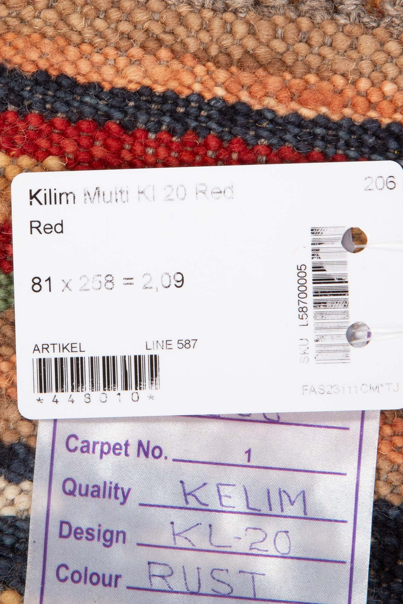 Kilim Multi käytävämatto 81x258